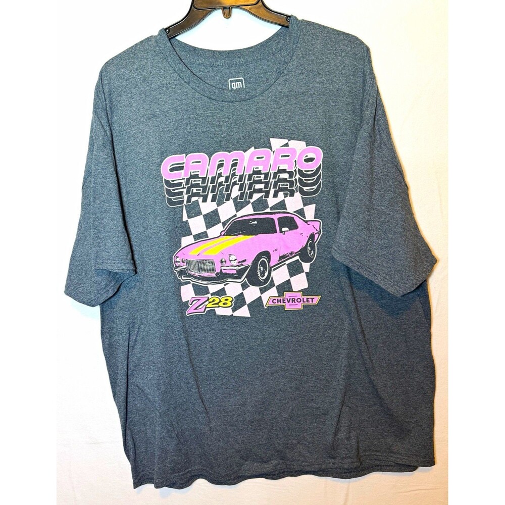 GM Camaro Z28 Chevrolet Men’s Big & Tall 4XL Gray Graphic Logo T-Shirt